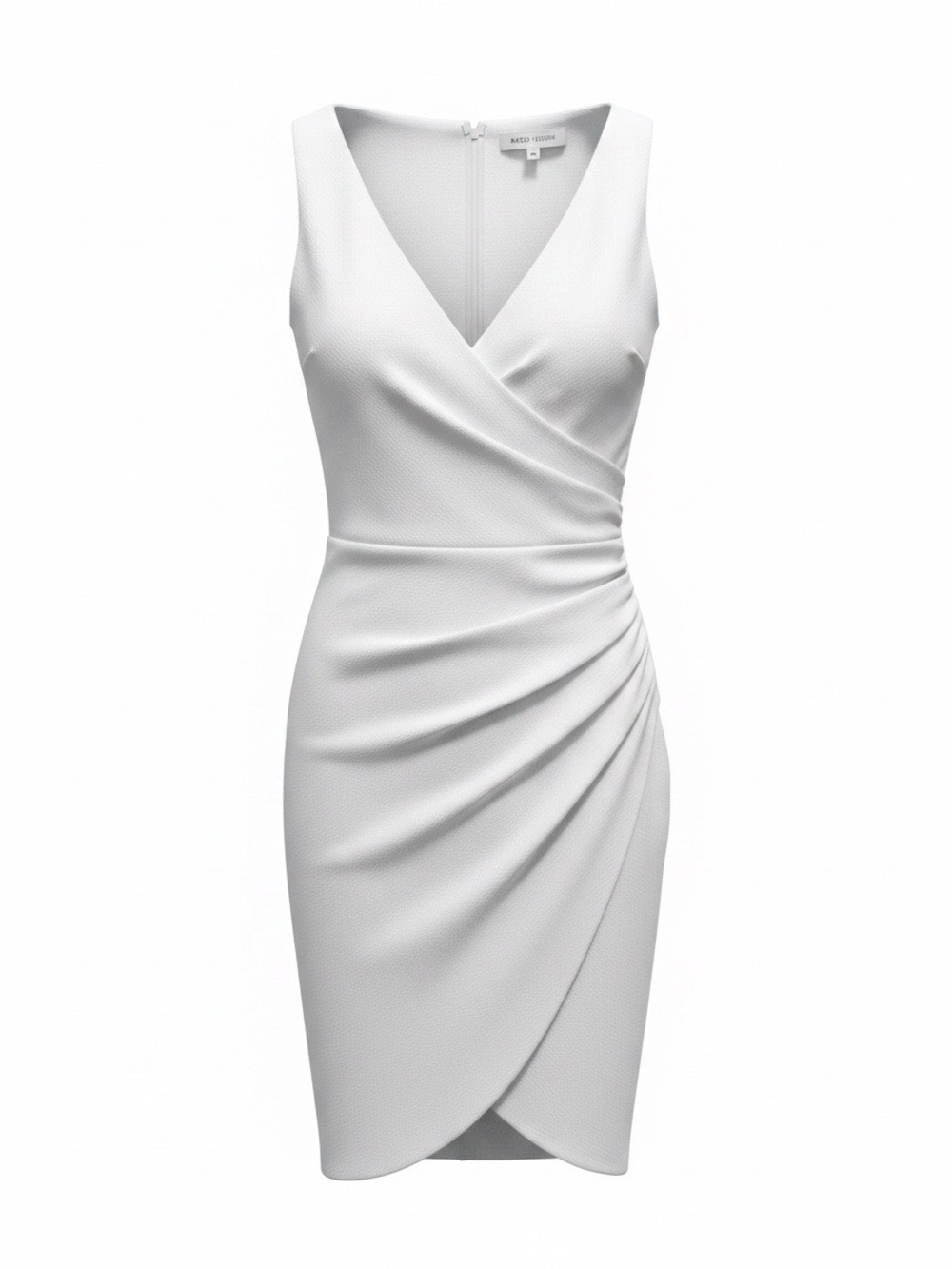 Bisou Bisou White Sleeveless Wrap-Front Midi Dress